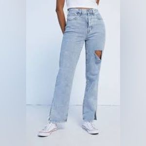 PacSun Light Blue Ripped Split Dad Jeans